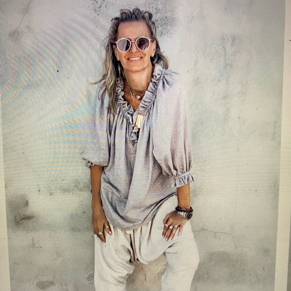 AndAndrea Peasant Top Oversized Silverstone